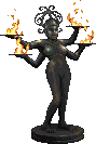 Statuetta animata con le fiamme del vecchio sito